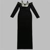 New bandage dress long sleeve v neck off-the-shoulder slip maxi dress slit dress party