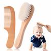 Kingsie Baby Hairbrush and Comb Set, 2-Piece Set, Natural Wood and Goat Hair Brush, Newborn Baby Hair Care, Baby Shower Gift