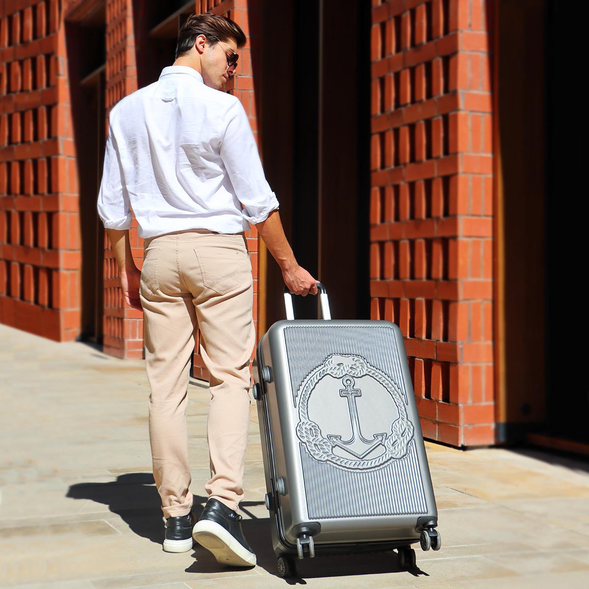 

Biggdesign Ocean Suitcase Baggage, Hardshell Luggage with Spinner Wheel, Travel Suitcase, Lock System, Легкий, сірий, великий, 28 дюймів 28 Inch сірий колір