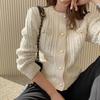 Autumn/winter Round Neck Twist Cardigan Sweater Outer Wear Korean Fashion Elegant Knitted Long Sleeve Jackets Loose Casual Office Solid Coats Clothing