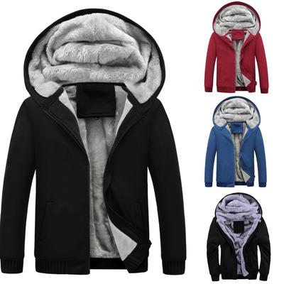 Plus Velvet Casaco Masculino Com Capuz Manga Longa Zíper Acolchoado Suéter Quente Jaqueta Masculina Moletom De Inverno