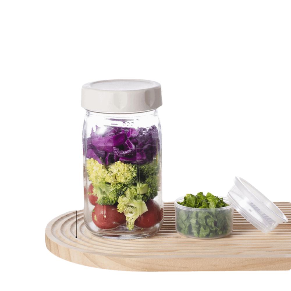 32OZ Glass Salad Jar Leakproof with Lid Salad Containers Sealed Dry Wet Separation Oat Jar For Picnic Office Fitness