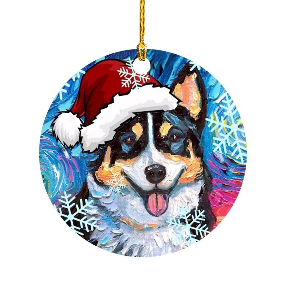 

Decorative Cartoon Dog Christmas Tree Pendant 2D Xmas Dogs Cat Keychain Car O