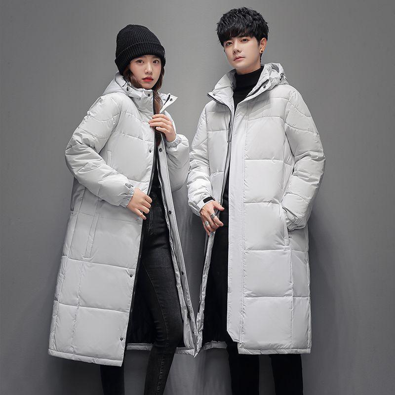Hooded long men and women winter cotton jacket jacket thickened warm lightweight jacket casual loose comfortable down jacket