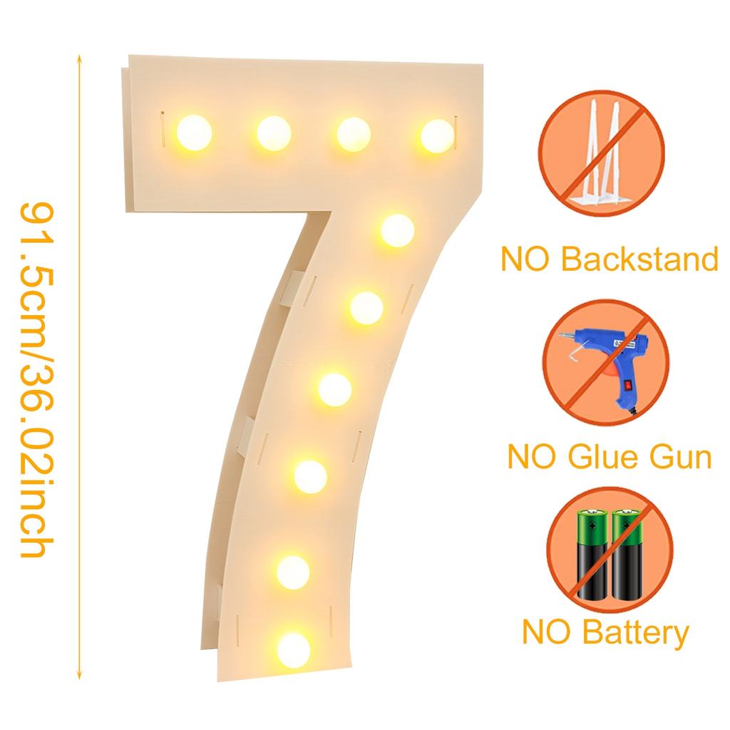 91,5CM Riesige LED-Zahlen-Lichtrahmen 1. Geburtstag Party Dekoration Kinder Hochzeit 30. 50. 60. Geburtstag Partyzubehör Babyparty