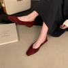 2025 New French Retro Versatile Word with Flat Bottom Suede Square Head Shallow Mouth Mary Jane Shoes Autumn