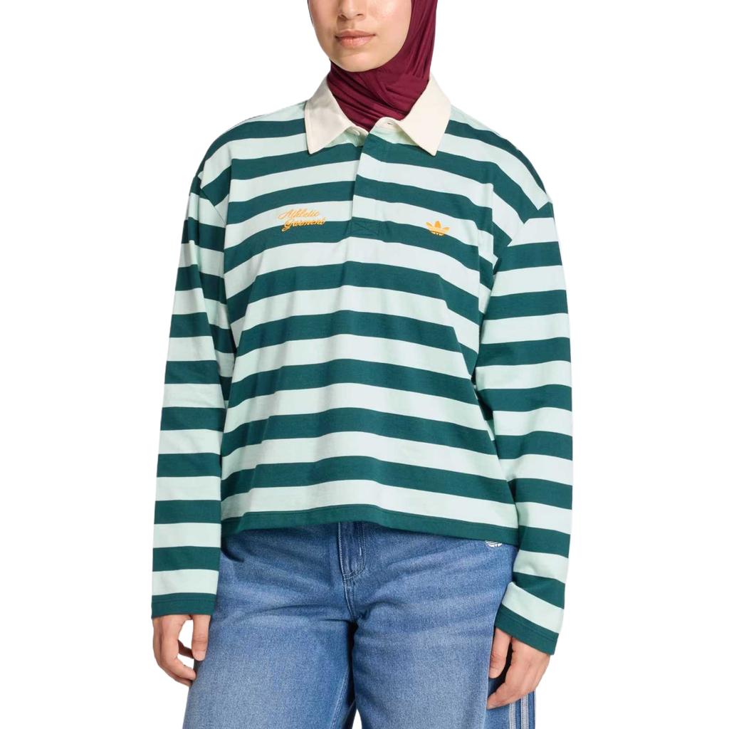 Adidas Originals LS GFX Striped Minimalist Pullover Long Sleeve Polo Shirt Women Tops KF2326