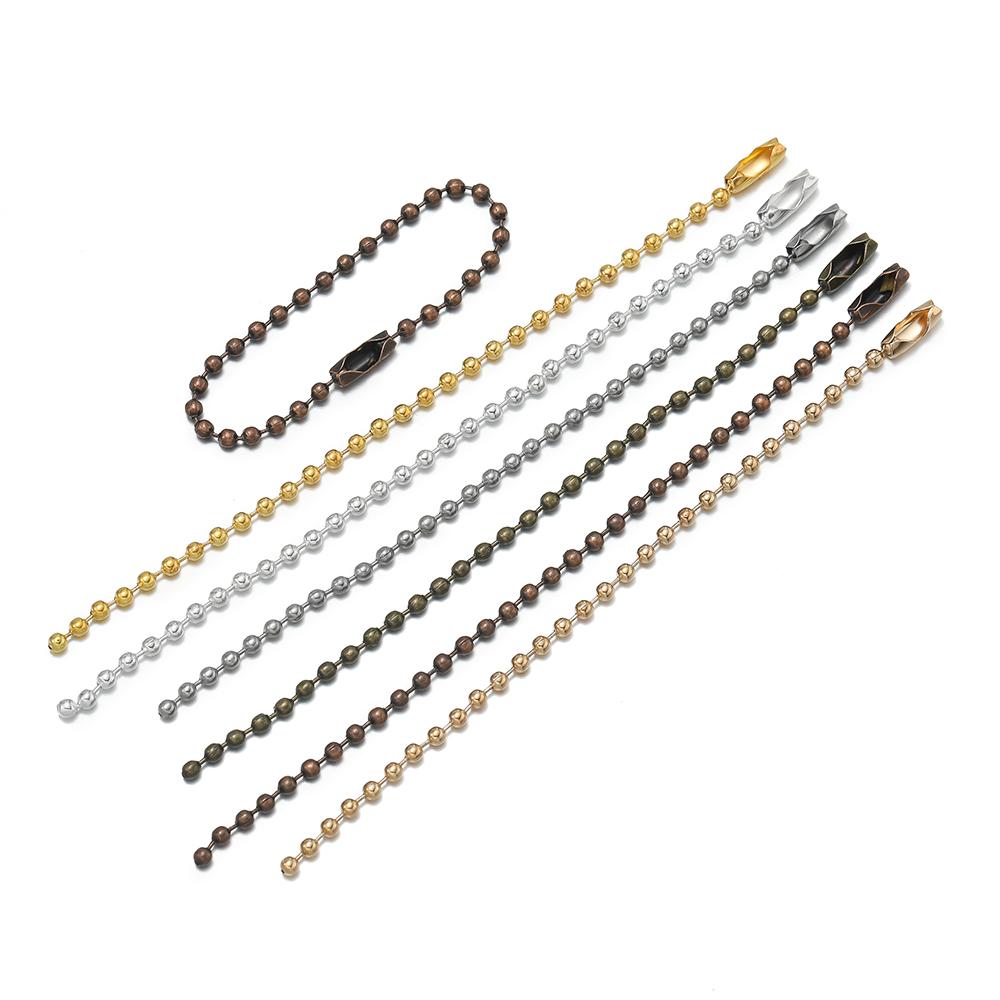 50 szt./partia Okrągłe kulkowe łańcuszki Pasują do breloczka Długość 12 cm Breloczek do identyfikatora psa Łańcuszki hurtowe Z łącznikiem Do tworzenia biżuterii DIY