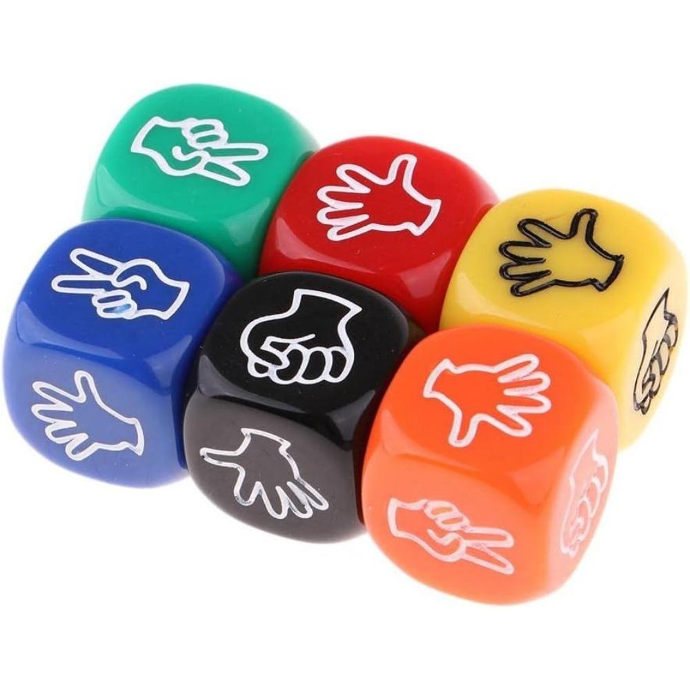 Rock Paper Scissors Dice, 6 Sided 6 Colors 20mm Scissors Game Dice, Dice Game, Finger Guessing Game Dice for Adults Kids Family Party (6PCS)