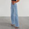 Women's Jeans Casual  And Fashionable Straight Leg Elastic Fringed Denim Pants