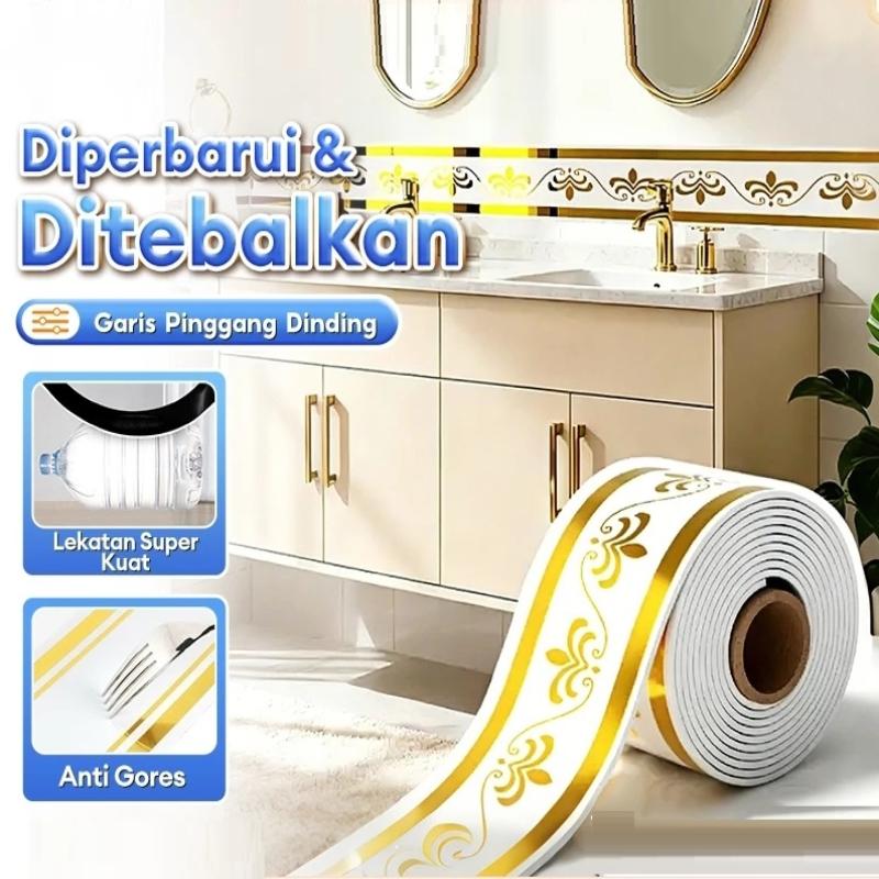 Self-Adhesive Skirting Wall Stickers 5m Stain Resistant Baseboard Trim for Living Room Dining Area Wall Decoration