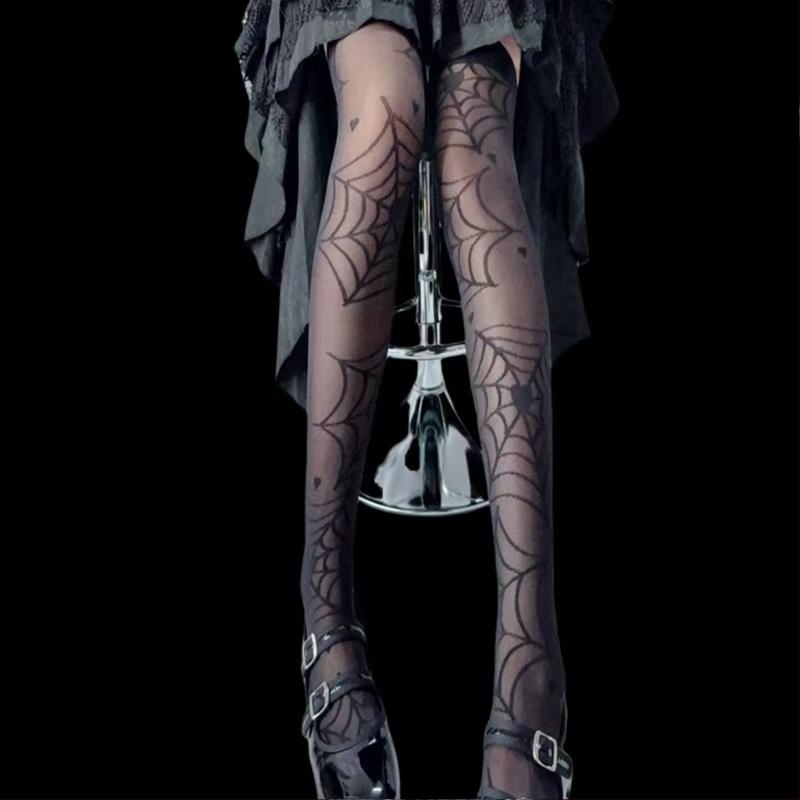 Calze Autoreggenti con Motivo Ragnatela Design Elasticizzato Casual per Vestirsi Calze Lunghe Trasparenti Sopra il Ginocchio per Donna Calzetteria