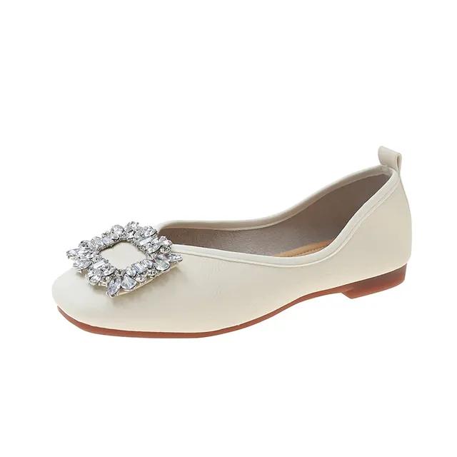 2024 Spring and Autumn New Large Size 35-43 Women's Flat Comfort Shoes Fashion Casual Loafers Square Toe Rhinestone Pumps