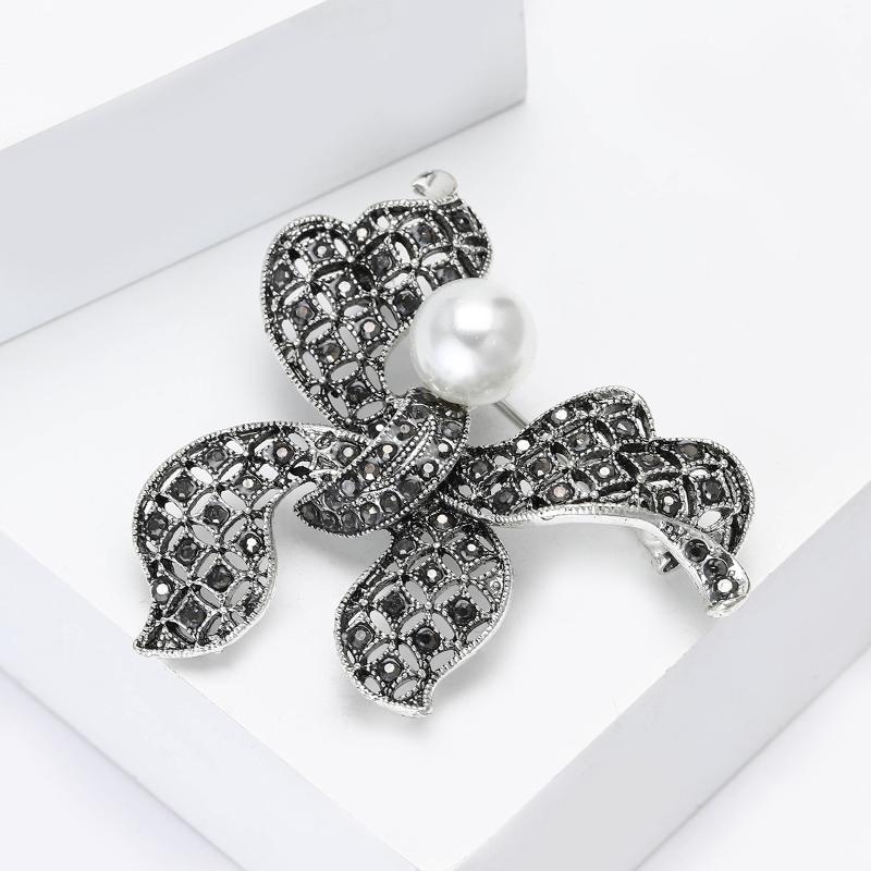 Vintage Strass Hohl Schleife Brosche Anstecknadel Für Damen Kleidung Mantel Accessoires Geschenke