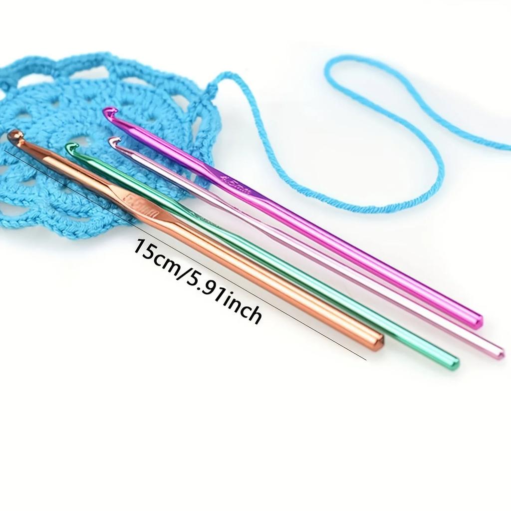 12/36 Metal Handle Crochet Hook Colorful Aluminum Knitting Needles Single Head Crochet Knitting Yarn Crafts DIY Apparel Needles