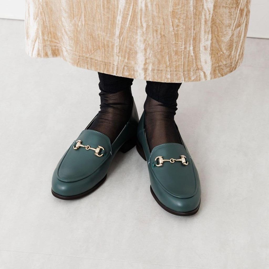 Genuine leather cushioned soft HIMIKO Himiko Babouche Bit Loafers 651304 Green 230
