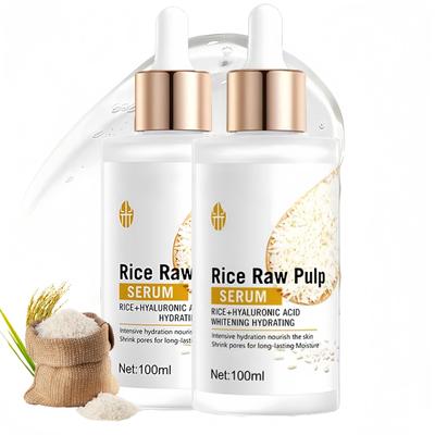 Rice Serum for Face, 2Pcs Rice Water Face, Rice Serum with Rice Raw Pulp Essence, Hydrating Serum for Dry Skin, Deep Moisturizing Nourish Facial Serum