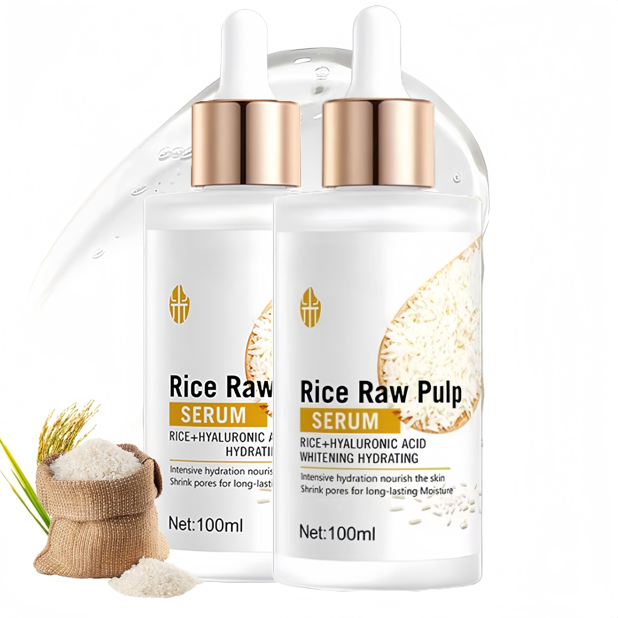 

Rice Serum for Face, 2Pcs Rice Water Face, Rice Serum with Rice Raw Pulp Essence, Hydrating Serum for Dry Skin, Deep Moisturizing Nourish Facial Serum