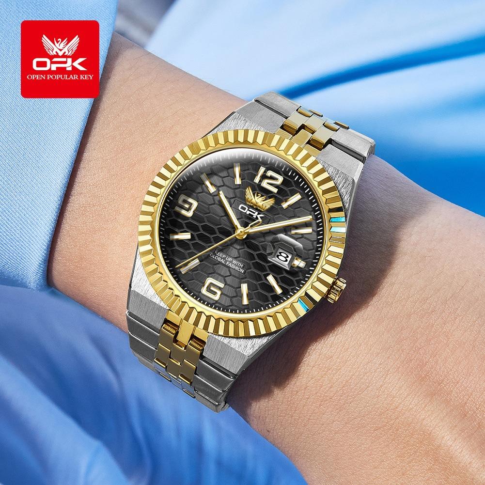 OPK Brand Watch Simple Atmosphere Quartz Watch Single Calendar Luminous Waterproof Men's Watch Men's Watch