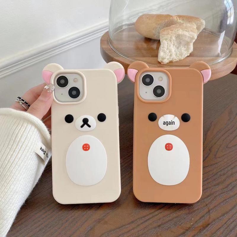 3D Rilakkuma iPhone 14/13/12/11/15/14/Max Case - Anti-fall Protection