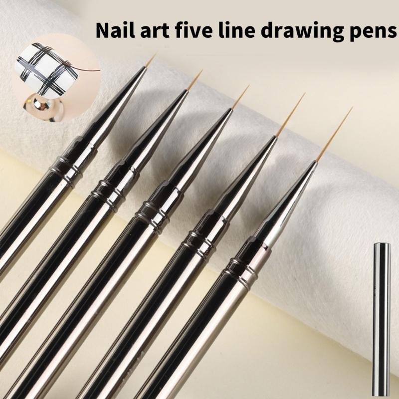 Professional Nail Art Liner Brush Kit Nail Art Bushes Set,Nail Design Brushes for Tiny Details,Long Lines 6/9/12/15/18mm