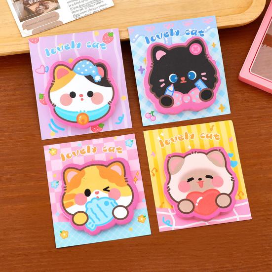 3Pcs Cat-Shaped Note Pads Set Cute Cartoon Memo Pads for Students Office Strong Adhesion Thick Paper Practical Note Stickers for Reminders Journaling
