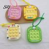 Mini Keychain Pendant Cartoon Cat Panda Design Whack-a-mole Toy Key Chain Pressable Silicone Bubbles with Braided Lanyard Stress Relief