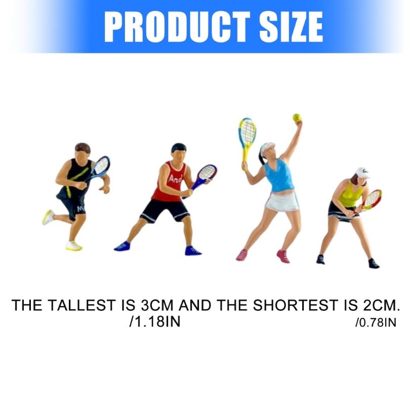 Realistic Tennis Player Figure Model for Architectural Displays Dioramas Props 1:64 Scale Hand Painted Miniature Figures