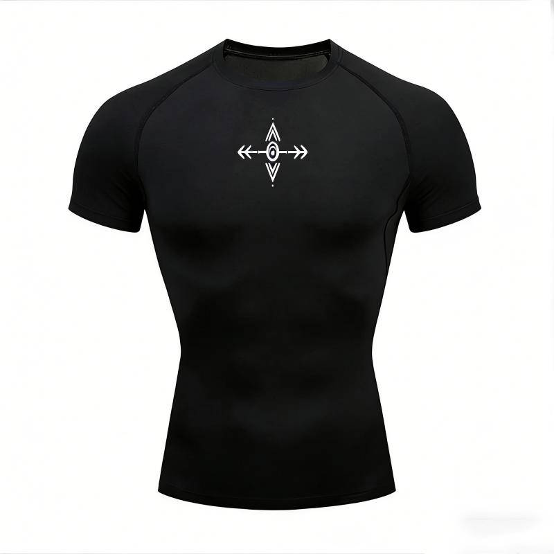 Quick Dry Men's Running Shirt Moisture Tight Sweat-Absorbent Fashion Jogging Wicking Athletic Top Breathable Lightweight Fitness Tee