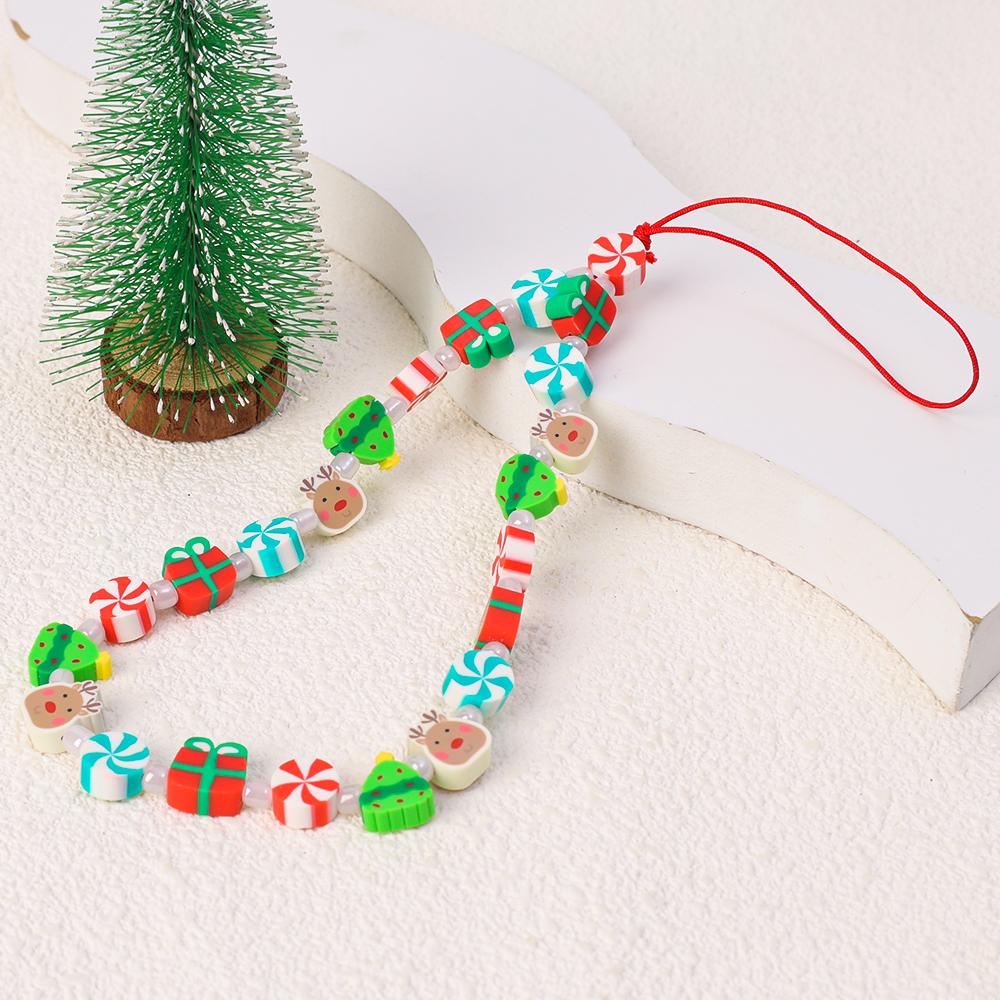 Ingenious Christmas Phone Wrist Strap Mobile Phone Chain Beaded Keychain Wristlet Lanyard Anti-lost for IPhone AirPods Samsung