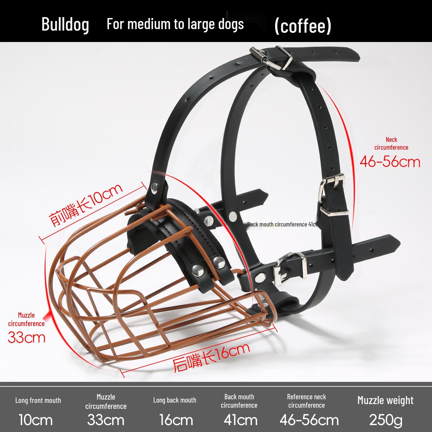 

Anti-Bite Dog Muzzle for Medium to Large Breeds - Iron Cage Design Neck circumference 45-56cm кавовий