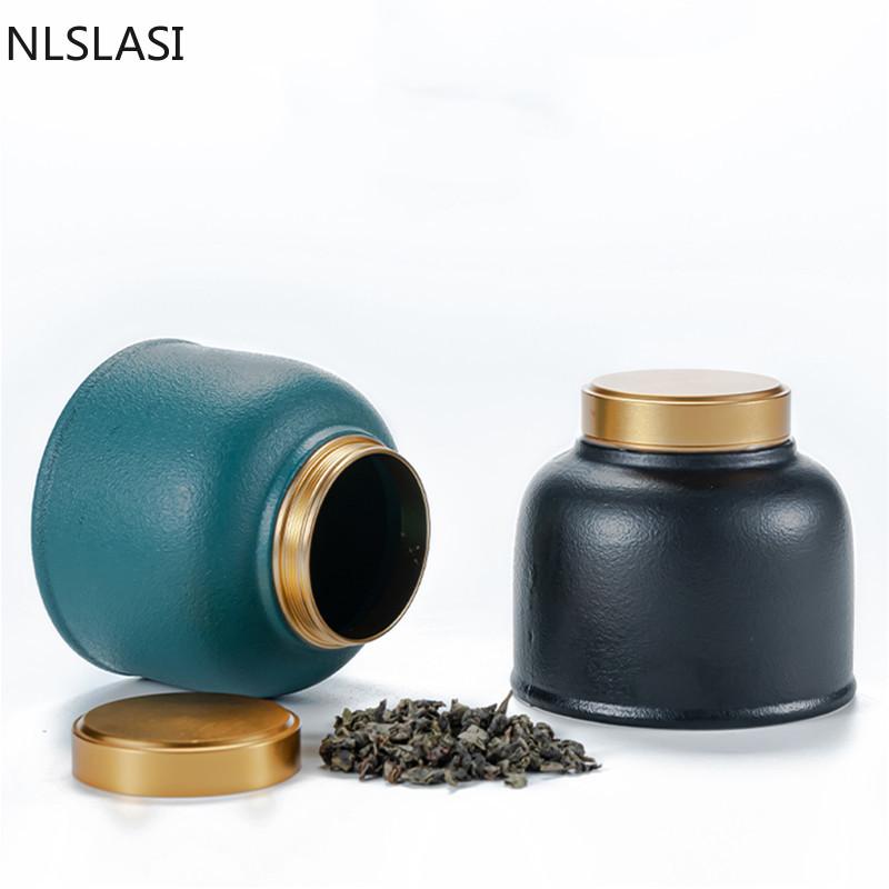 Carrito de té de cerámica, contenedores para té Tieguanyin, caja de té de viaje, tanque de almacenamiento, tarro de té sellado, lata de café, organizador de especias y dulces
