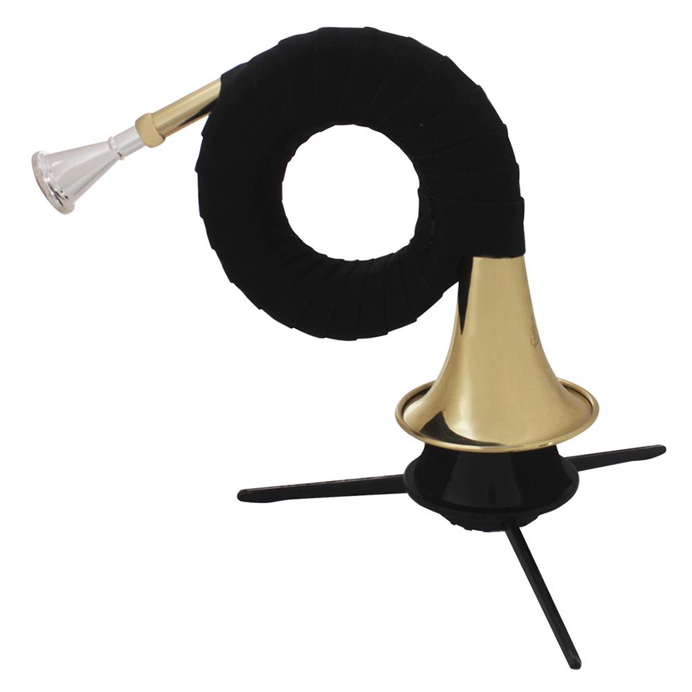 LADE Bb Brass Hunting Horn with Carry Bag Stand Cleaning Cloth