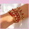 Multi Layer Heart Shaped Crystal Bracelet Set With Electroplated Alloy For Casual Wear