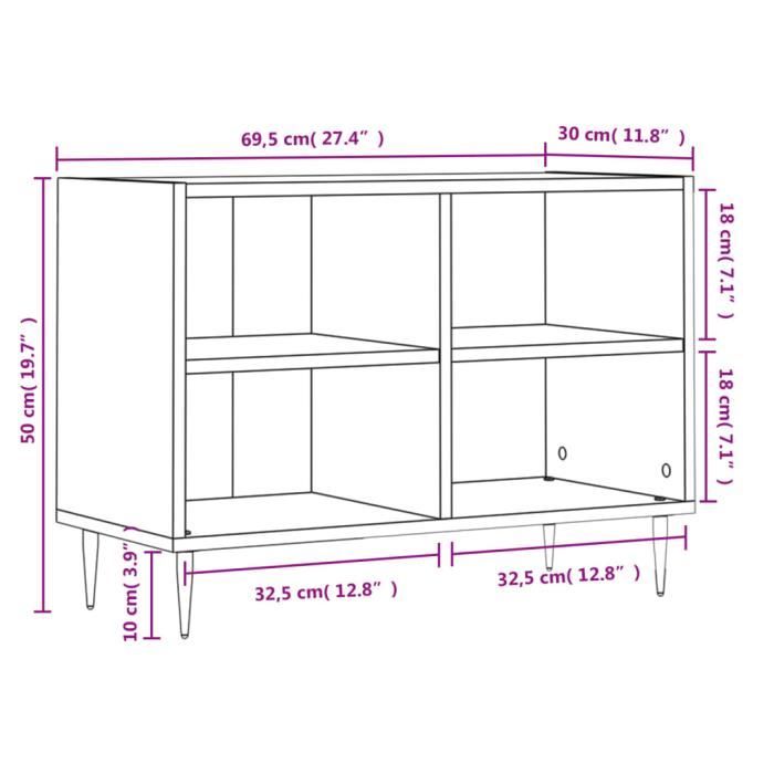 VidaXL Meuble TV gris béton 69,5x30x50 cm bois d'ingénierie 826960