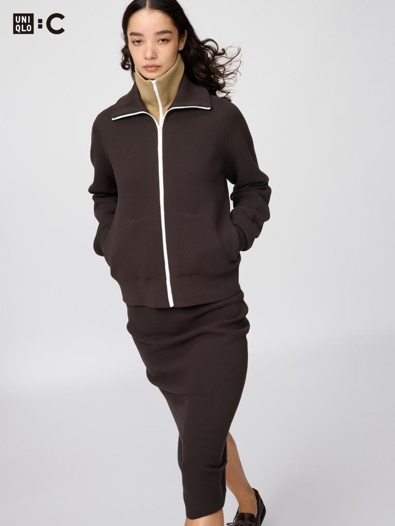 Uniqlo Washable Milano Lip Full Zip Cardigan