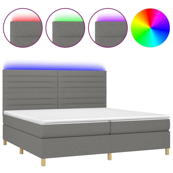 VidaXL Slat Bed Base with Mattress and LED, Upholstered Bed with Headboard, Double Bed, Adult Bedroom Bed, 3135542