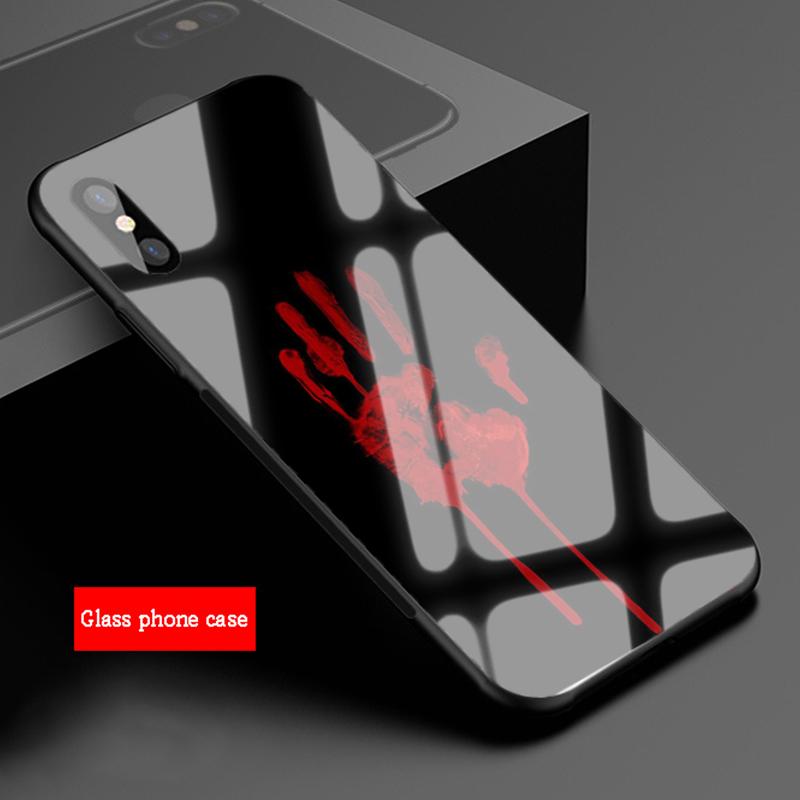 Pouzdro na telefon z tvrzeného skla s potiskem ruky Pro iphone 12 11 Pro Max 5 6 7 8 PLUS X XS XR XSMax Skořepina 12Pro Kryt Skořepina