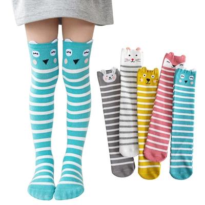 Children Knee High Socks Baby Kids Cartoon Animal Long Cotton Socks for Girls Boys Toddler School Striped Child Trendy
