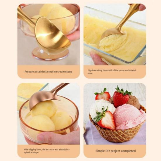 Yousheng 304 Stainless Steel Ice Cream Scoop, Non-Stick Fruit Ice Cream Scooper with Ergonomic Handle, Dessert Scoop for Hard Ice Cream Fruit Balls,