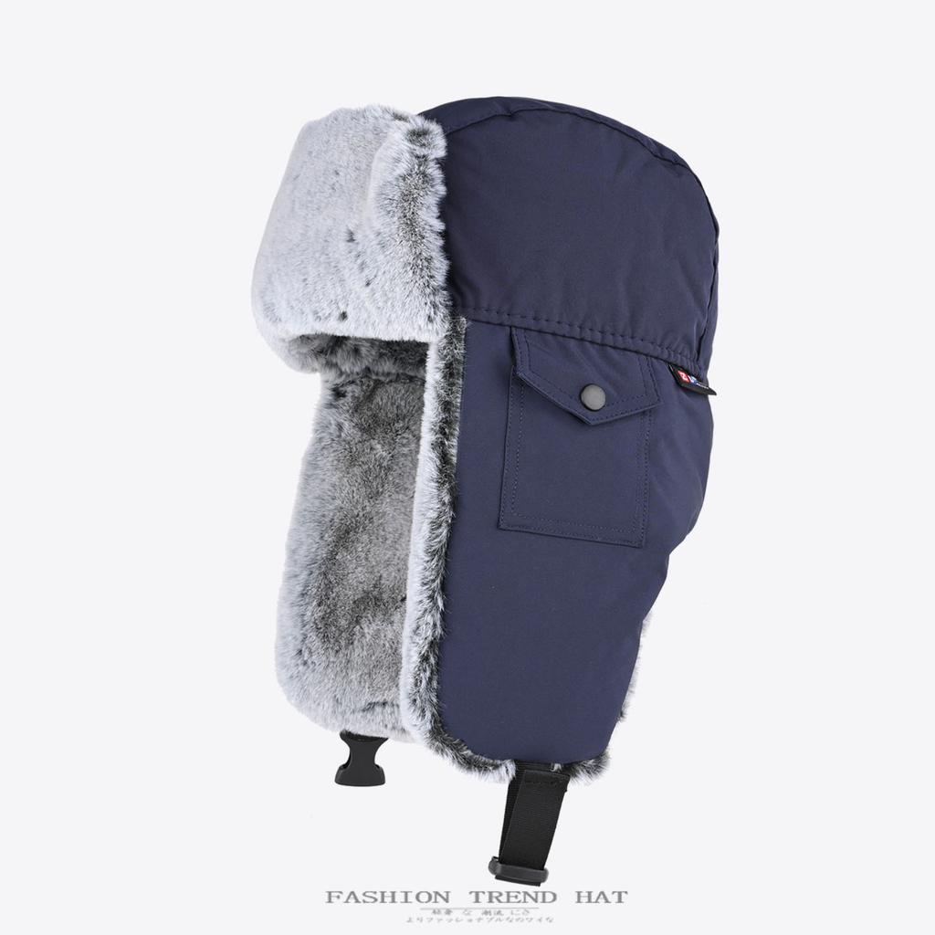 Hat Men's Winter Fleece Thickened Warm Big Head Ear Cap Cycling Windproof Ski Cotton Hat Women