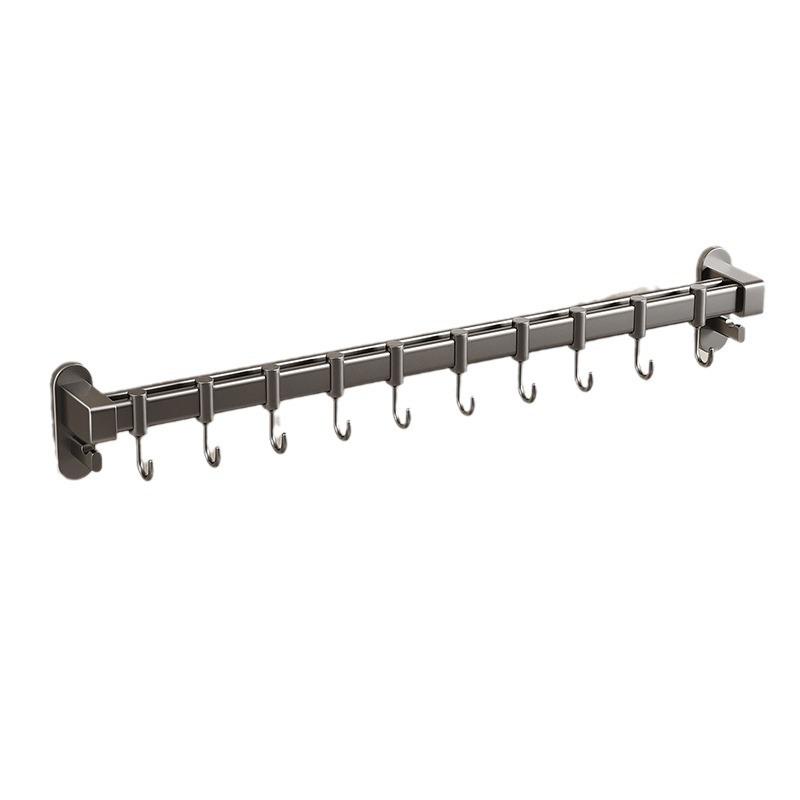 Raft de bucătărie fără găuri cu cârlige din aluminiu pentru spatule și linguri