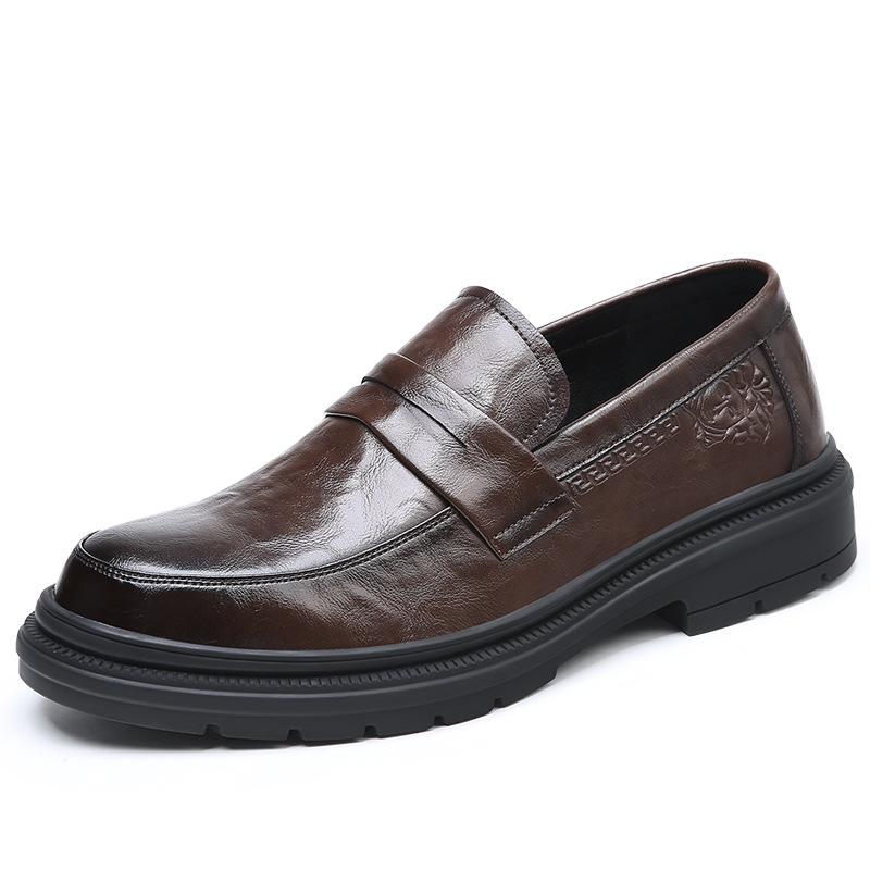 Men's leather shoes spring new soft-soled foot cover dress business breathable heightening leather casual groom wedding shoes men