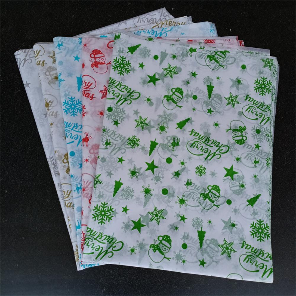 10 Sheets 50X66cm Christmas Gift Wrapping Paper Flower Bouquet Packing DIY Tissue Paper Xmas New Year Party Decoration Supplies