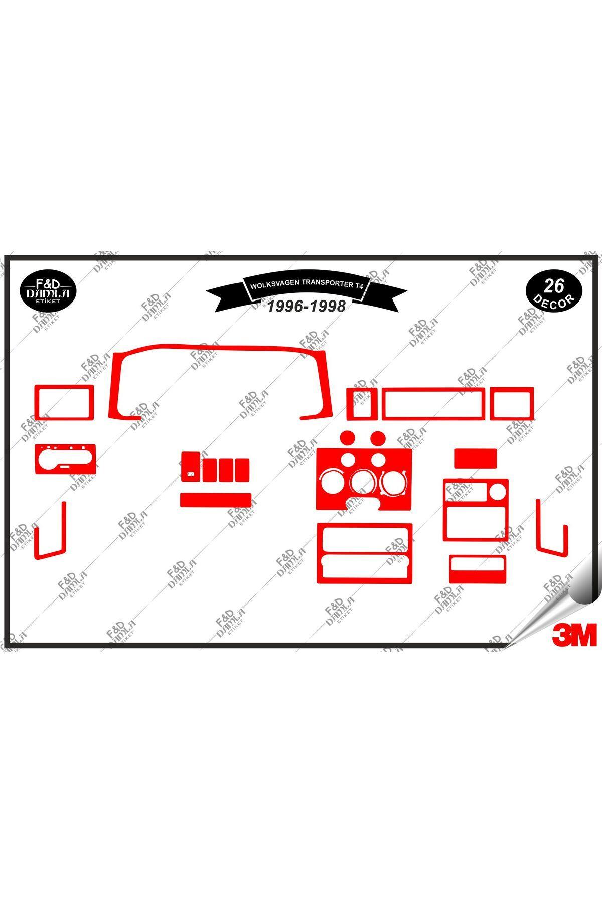 

Volkswagen Transporter T4 1996-1998 Torpido Konsol Trim Göğüs Maun Kaplama Set 26 Parça Kırmızı