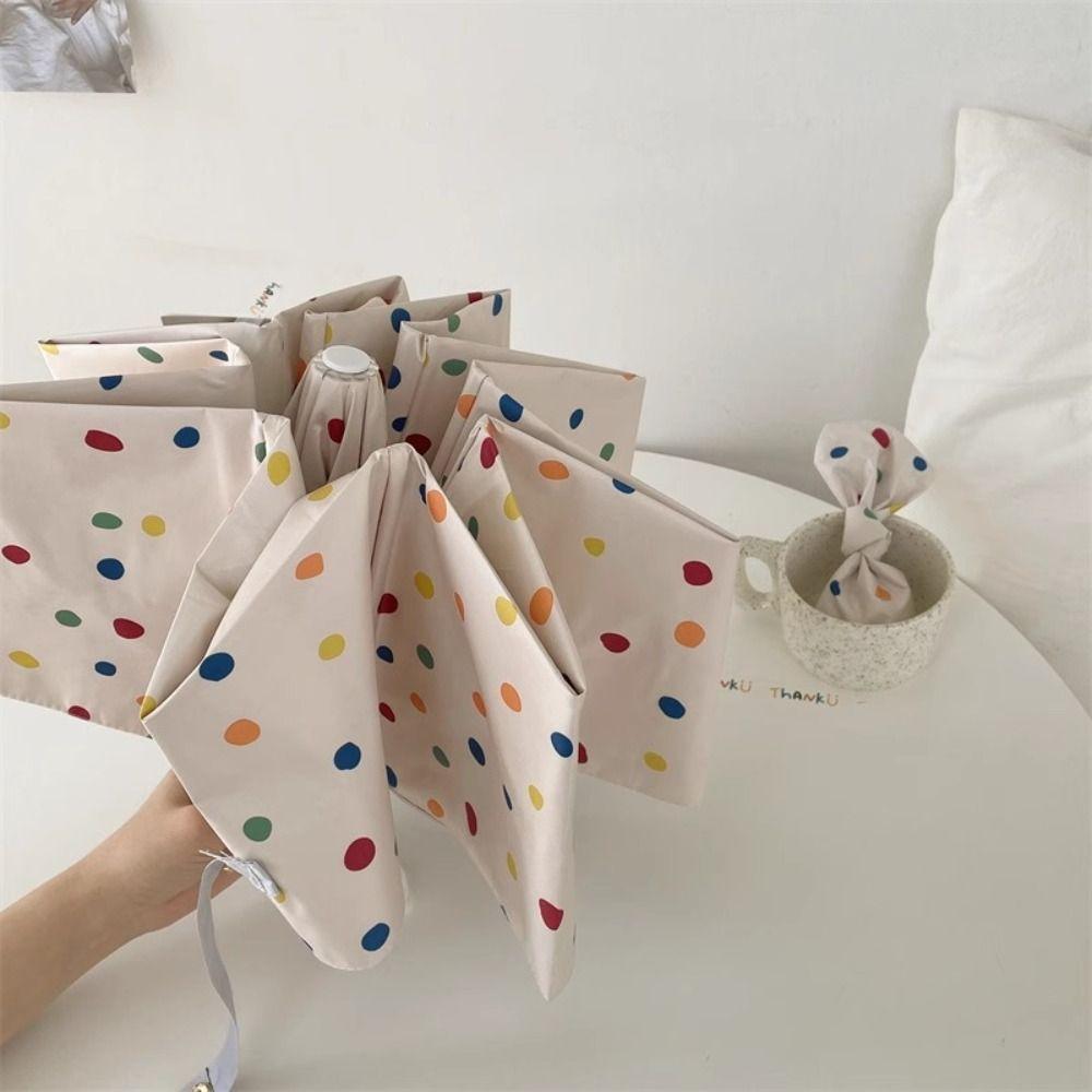 Vinyl Automatic Umbrella Windproof Polka Dot Umbrella Colorful Folding Umbrella  Outdoor