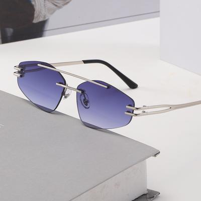 New Fashion Double Beam Ultralight Rimless Metal Sun Glasses Women Outdoor UV400 Sunglasses Men Personality Driving Sun Glasses
