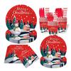 Color Printed Christmas Disposable Tableware Reindeer Design Party Dinnerware Set  Venue Decoration