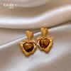 Tiger Eye Stone Earrings Alloy High End Ear Accessories Maillard Earrings Light Luxury Light Luxury Earrings For Gifts Daily