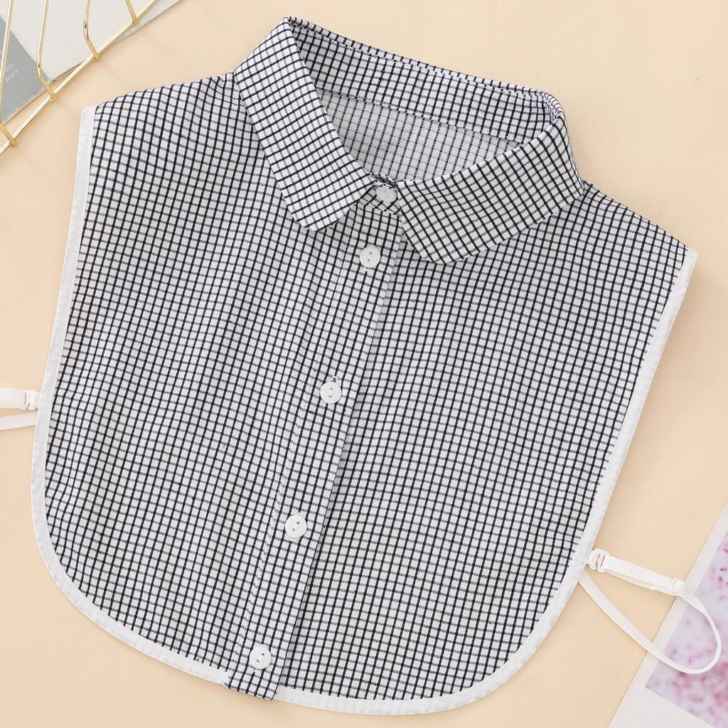 Perfect Match Autumn-Winter Plaid Fake Collars With White Trim—Decorative, Versatile For Women'S Sweaters.